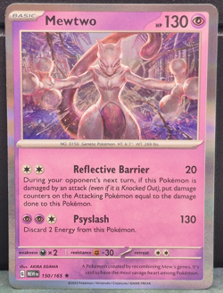 Mewtwo 150/165 Rare Holo Pokemon Scarlet & Violet 151 Near Mint Card Game NM - Image 1