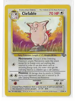 Clefable 17/64 Jungle Unlimited Non Holo Rare 1999 WOTC Pokemon TCG MP - Image 1