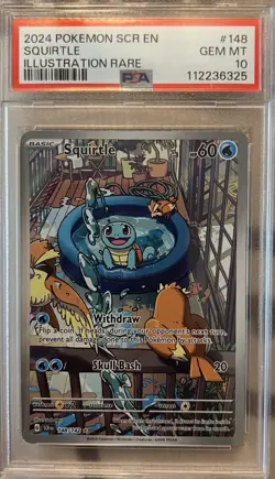 2024 Pokemon SCR EN Squirtle Illustration Rare #147/148 PSA 10 GEM MT - Image 1