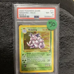 2000 Pokemon Base set 2- Nidoking Holo #11 PSA NM-MT 8 - Image 1