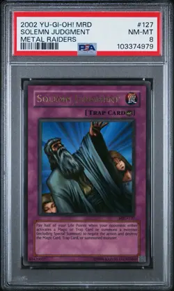 2002 Yu-Gi-Oh! Solemn Judgment Metal Raiders MRD Unlimited Ultra Rare PSA 8 - Image 1