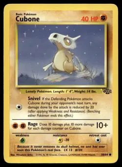 Cubone 50/64 Pokemon Card Jungle Common 40 HP Lightly Played GY - Image 1