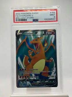 Charizard V 153/172 Brilliant Stars PSA 9 MINT Ultra Rare Full Art Pokemon Card - Image 1