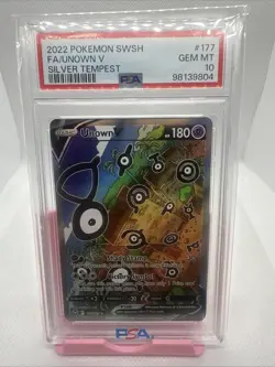 2022 POKEMON SWORD & SHIELD SILVER TEMPEST #177 FULL ART/UNOWN V PSA 10 - Image 1