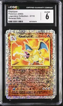 POKEMON CGC 6 EX/NM Legendary Collection Charizard 3/110 Reverse Holo *0074 - Image 1