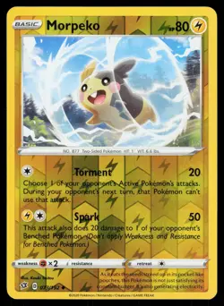 Morpeko 073/192 Reverse Holo Pokemon Rebel Clash LP - Image 1