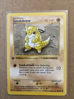 Pokemon TCG Sandshrew Base Set 62/102 1st Edition Never Played Near Mint - Image 1