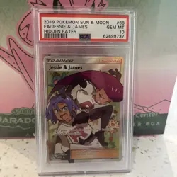 PSA 10 Jessie & James 68/68 Hidden Fates Full Art Holo Pokemon Card - Image 1