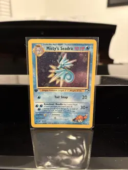 Pokemon TCG Misty's Seadra Holo Rare Card 1st Edition Gym Heroes 2000 - Image 1
