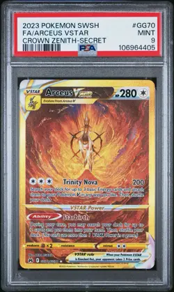 PSA 9 Arceus VSTAR GG70/GG70 Alt Art Crown Zenith Gold Pokemon Card - Image 1
