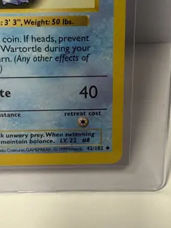 Pokemon Wartortle Card First Edition Shadowless 042/102 Base Set Lightly Played - Image 4