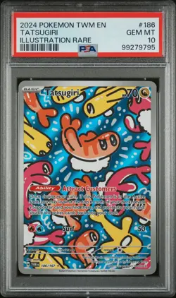 2024 POKEMON TWM EN-TWILIGHT MASQUERADE ILLUSTRATION RARE #186 TATSUGIRI PSA 10 - Image 1