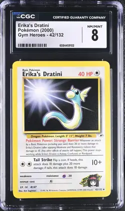 CGC 8 NM/MINT Erika's Dratini 42/132 Gym Heroes 2000 Pokemon Card - Image 1
