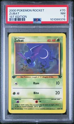2000 POKEMON ROCKET 1ST ED #70 ZUBAT PSA 7 - Image 1