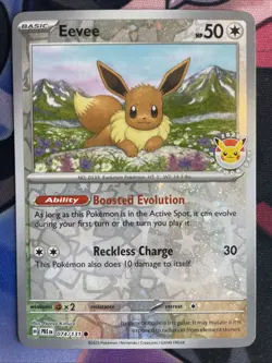 Eevee (74/131) [Reverse Holo] (NM) - Prismatic Evolutions Pokemon Day 2025 Promo - Image 1