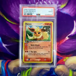😇 Halo-Swirl 🌀 2006 Pokemon Flareon Holo Pop Series 3 Eeveelution PSA 2 Good - Image 2