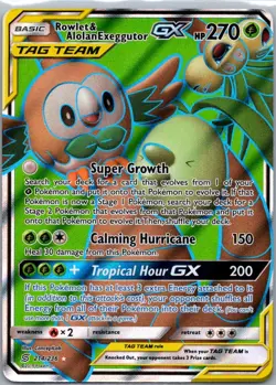Pokemon TCG Rowlet Alolan Exeggutor-GX 214/236 Unified Minds NM - Image 1
