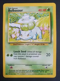 Bulbasaur 44/102 - Base Set 1 - Pokemon Card - Excellent Condition - Image 1