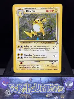 Pokemon Card Raichu 16/130 Base Set 2 Rare Holo WOTC Light Play - Image 1