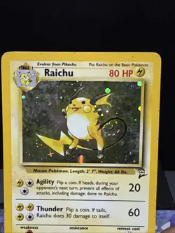 Pokemon Card Raichu 16/130 Base Set 2 Rare Holo WOTC Light Play - Image 2