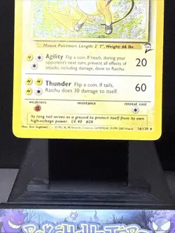 Pokemon Card Raichu 16/130 Base Set 2 Rare Holo WOTC Light Play - Image 3