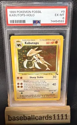 1999 POKEMON FOSSIL #9 KABUTOPS-HOLO PSA 6 P2 - Image 1