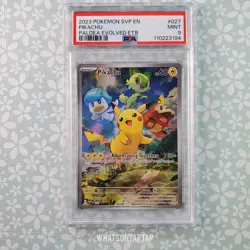 Pokemon Card Pikachu 027 Black Star Promo Scarlet Violet Paldea Evolved PSA 9 - Image 1