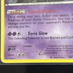 Pokemon 2011 Moderate Play Chandelure Noble Victories Rare 60/101 Card - Image 3