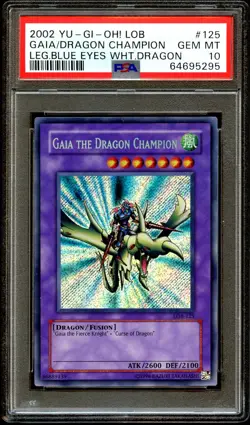 PSA 10 GEM MINT Gaia The Dragon Champion LOB-125 SECRET RARE LOB Yugioh Card 295 - Image 2