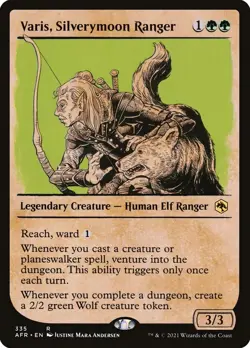 1x - Varis, Silverymoon Ranger - [SELECT] + Wolf Token - Forgotten Realms NM MTG - Image 3