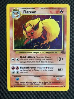 Flareon 3/64 Jungle Unlimited Holo Rare Pokemon TCG LP - Image 1