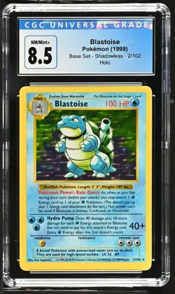 1999 Pokemon Shadowless Base Set Blastoise 2 Holo Holographic CGC 8.5 Graded - Image 1