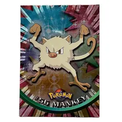 Mankey Pokemon Card Foil Topps #56 TV Animation Edition Black Logo - Image 1