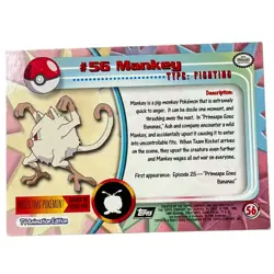 Mankey Pokemon Card Foil Topps #56 TV Animation Edition Black Logo - Image 2