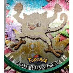 Mankey Pokemon Card Foil Topps #56 TV Animation Edition Black Logo - Image 3
