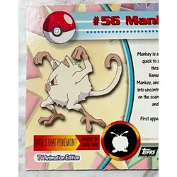 Mankey Pokemon Card Foil Topps #56 TV Animation Edition Black Logo - Image 4