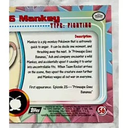 Mankey Pokemon Card Foil Topps #56 TV Animation Edition Black Logo - Image 5
