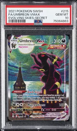 2021 POKEMON SWORD & SHIELD EVOLVING SKIES SECRET FULL ART/UMBREON VMAX PSA 10 - Image 1