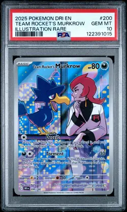 2025 POKEMON DRI EN-DESTINED RIVALS #200 TEAM ROCKET'S MURKROW PSA 10 - Image 1