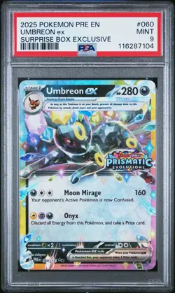 2025 Pokemon Pre Prismatic Evolutions Umbreon EX #060 Surprise Box Stamped PSA 9 - Image 1