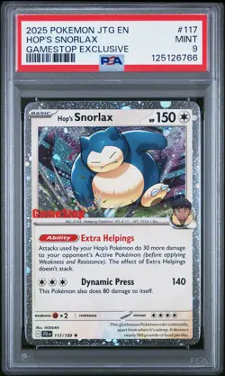 2025 Pokemon JTG EN-Journey Together Hop's Snorlax #117 Gamestop Exclusive PSA 9 - Image 1