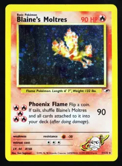 Blaine's Moltres Pokemon TCG 1/132 Gym Heroes Holo NM/LP - Image 1