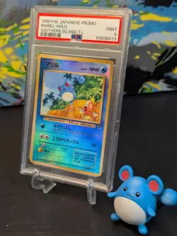 Vintage 1999 🌴 Pokemon Japanese Promo Southern Island Holo Marill PSA 9 MINT ✨ - Image 1