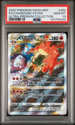 2022 POKEMON SWSH BLACK STAR PROMO #262 FULL ART/CHARIZARD VSTAR PSA 10 - Image 1