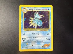 Pokemon TCG Misty's Seadra Holo Rare Gym Heroes Prerelease 9/132 NM SWIRL 💫 - Image 1