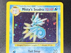 Pokemon TCG Misty's Seadra Holo Rare Gym Heroes Prerelease 9/132 NM SWIRL 💫 - Image 3