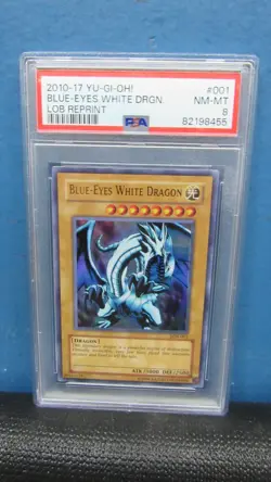 Yu-Gi-Oh! blue eyes white dragon LOB reprint #001 PSA 8 - Image 1