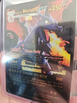 Shining Charizard GX Black Foil Fan Art Vinyl Textured Collector Pokemon Card - Image 4