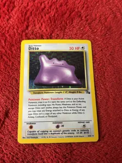 Ditto 3/62 Fossil Holo Wotc Pokemon Card Vintage 1999 Played - Image 1