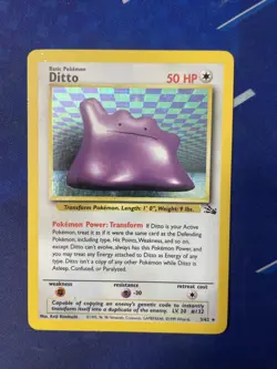 Ditto Fossil Unlimited Holo Mp-Hp Pokemon Card - Image 1